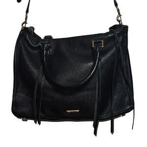 Rebecca Minkoff Black Leather Regan Satchel Bag EUC